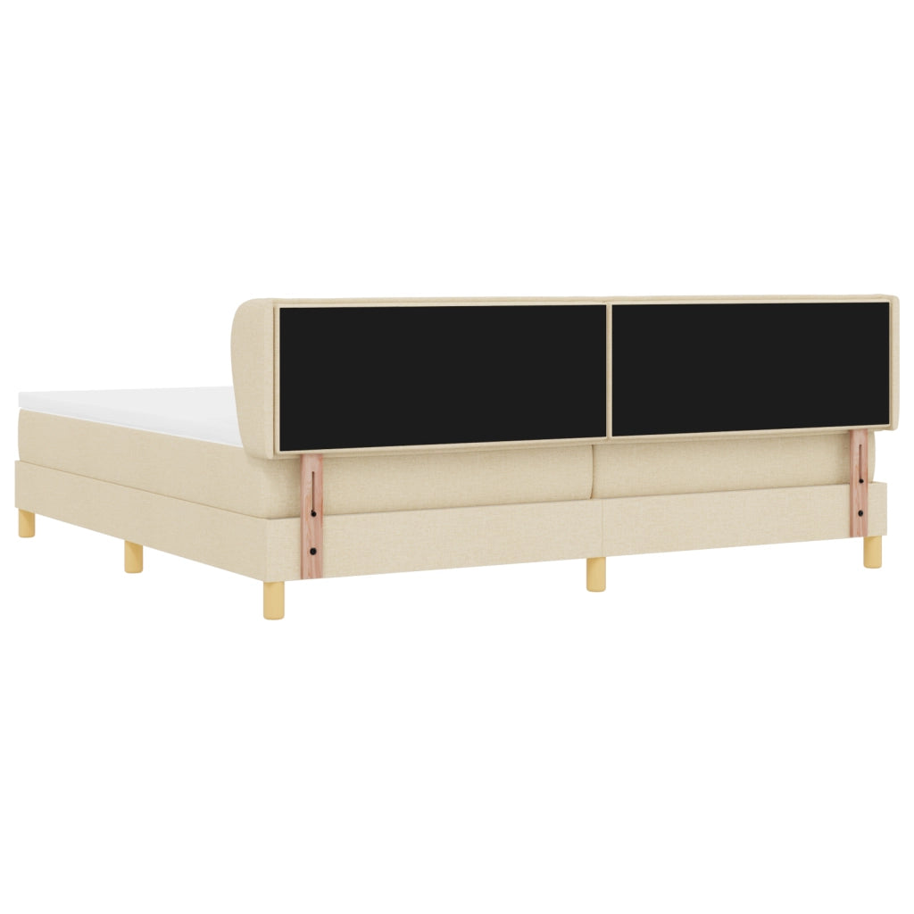 Letto Box Spring con Materasso Crema 200x200 cm Tessuto