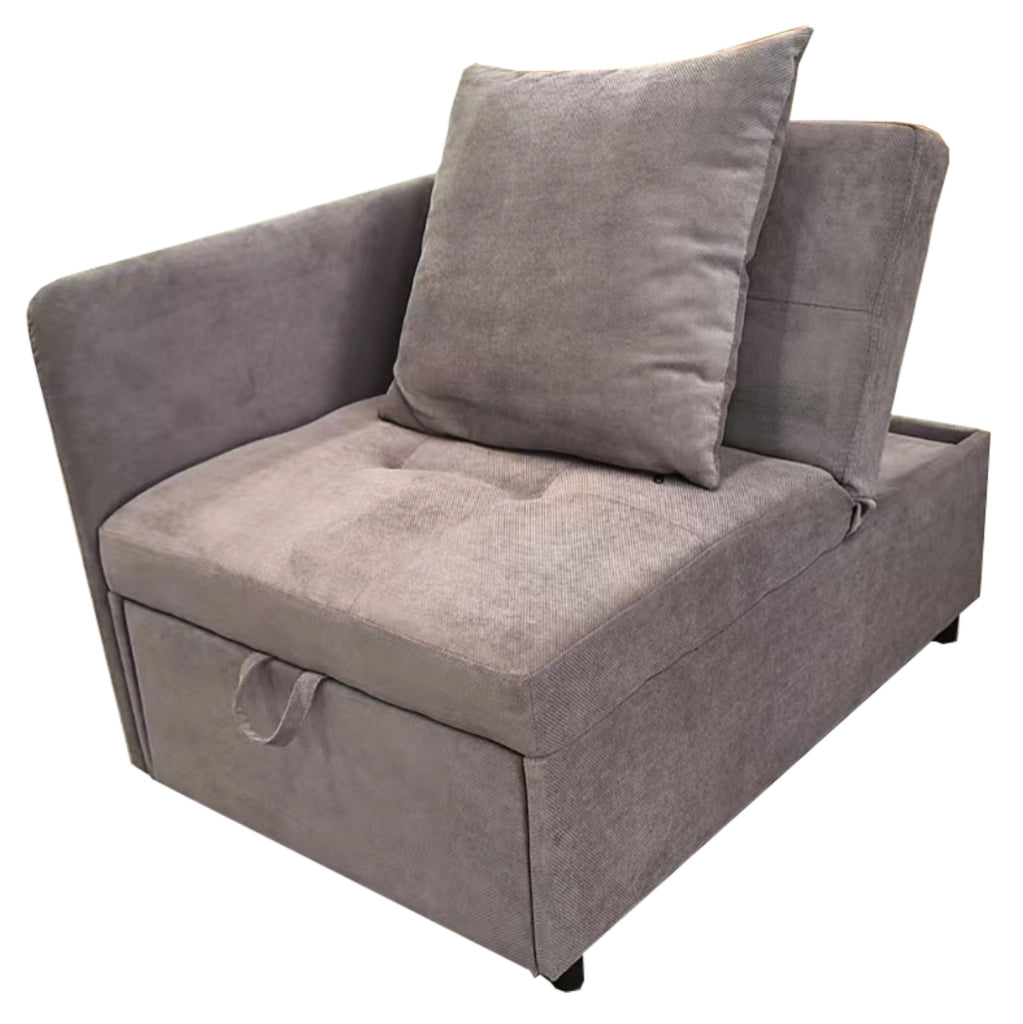 Divano letto 3 in 1 con schienale regolabile in tessuto di lino grigio