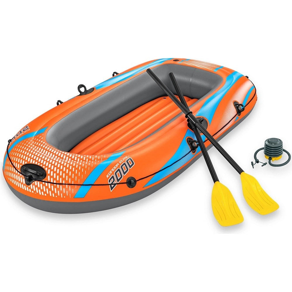 Trade Shop - Kit Canotto Gonfiabile 196x106cm Kondor Elite 2000 Con Remi Pompa A Pedale 61141 -