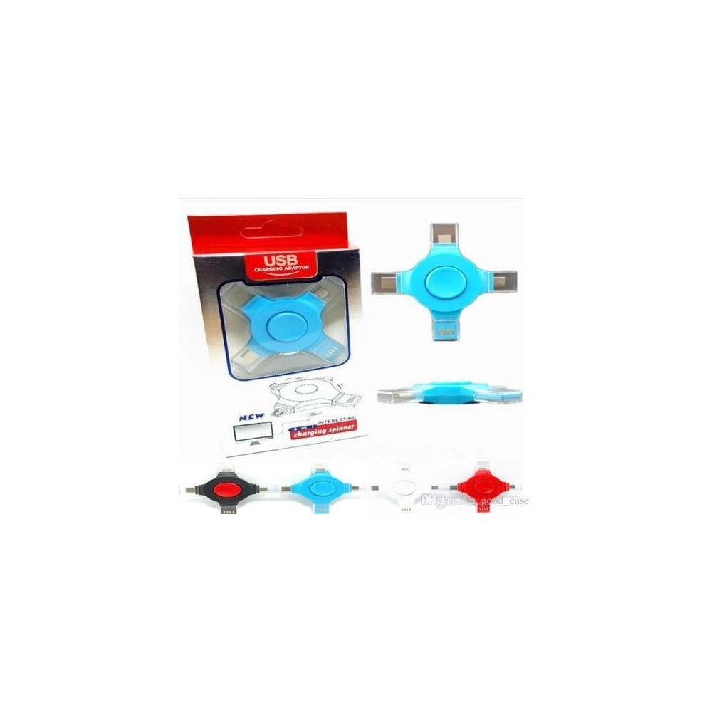 Trade Shop - Caricatore Per Cellulari Smartphone 4 In 1 Multifunzione Universale Ricarica Usb -