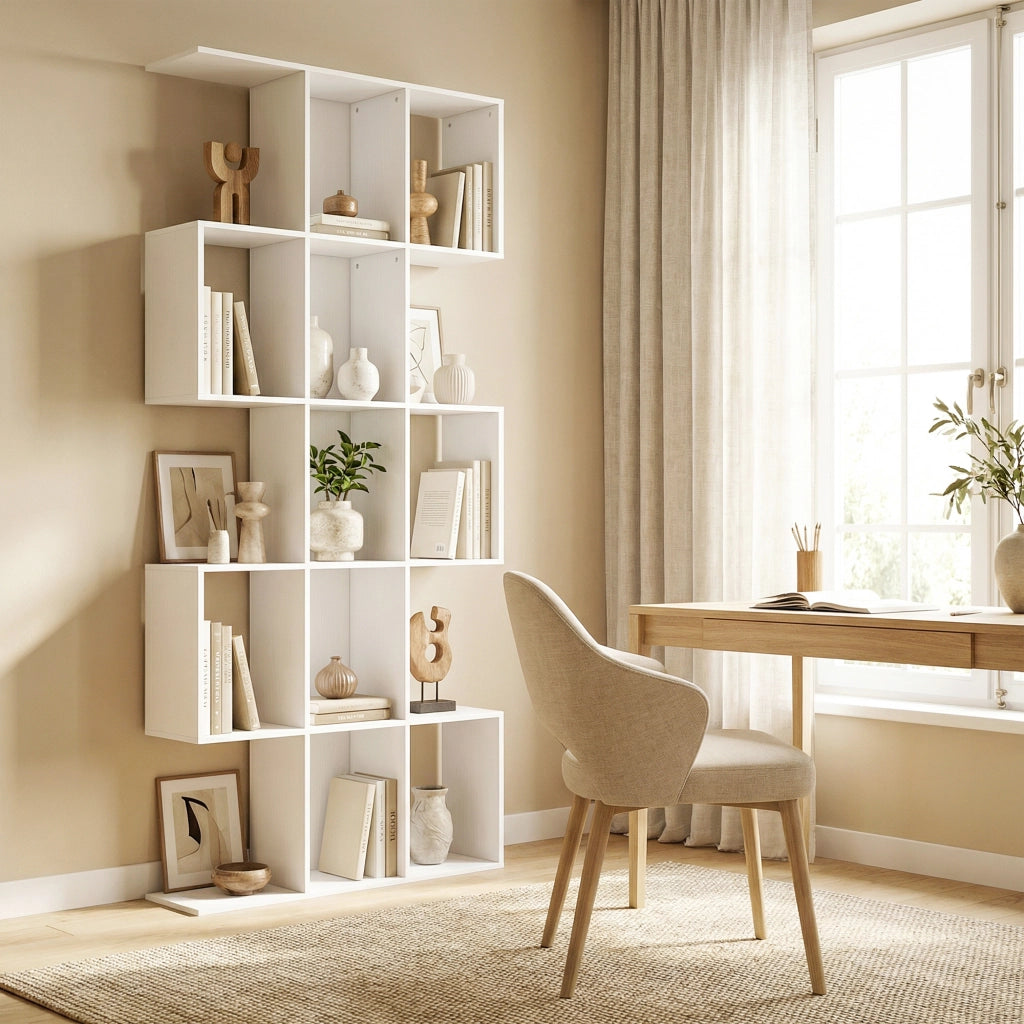 Libreria Scaffale 5 Livelli Soggiorno Studio Ufficio ¨C zephmum ¨C 80x24x200 cm Bianco