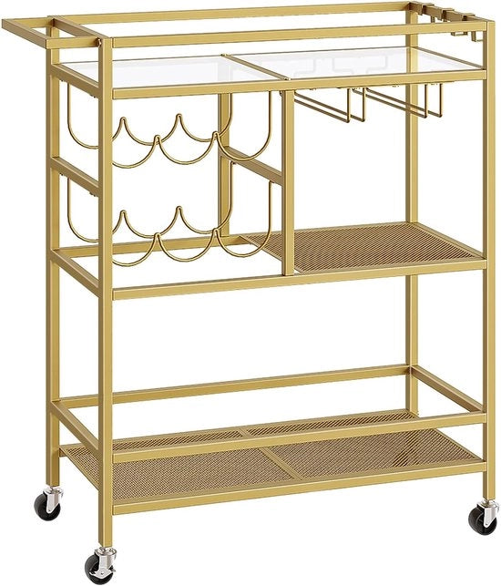 Carrello da servizio lussuoso con ruote - elegante e pratico - 1 pezzo - oro