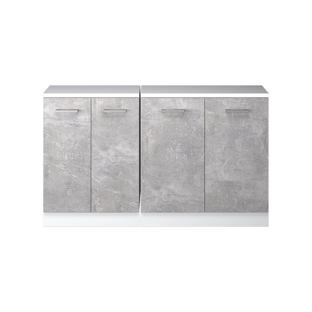 Mobile cucina sottotetto R-Line Calcestruzzo/Bianco 140 cm Set di 2 carcasse armadio profondità 60 cm Vicco