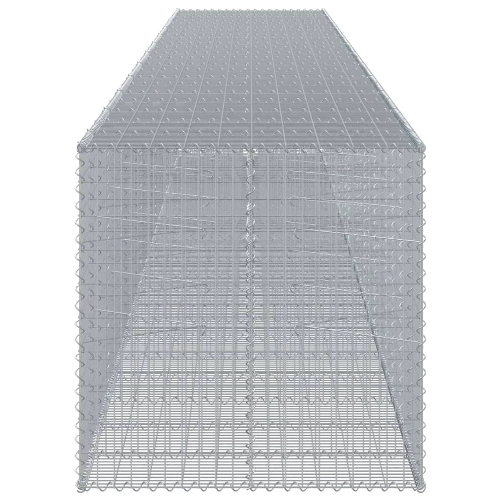 Gabbione recinto a gabbia muro di contenimento con coperchio 1150 x 100 x 100 cm ferro zincato argento 02_0040128