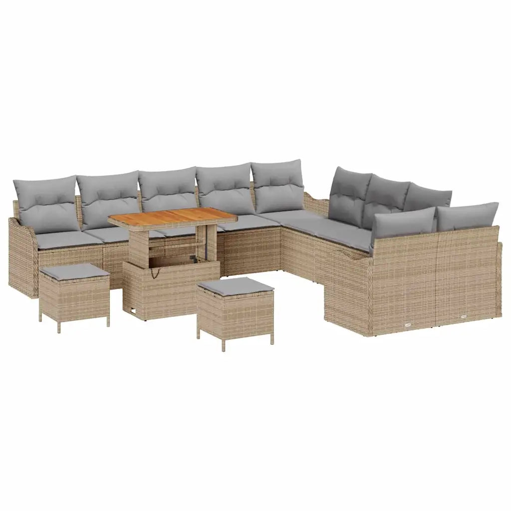 Set Divano da Giardino 13 pcs Beige polyrattan