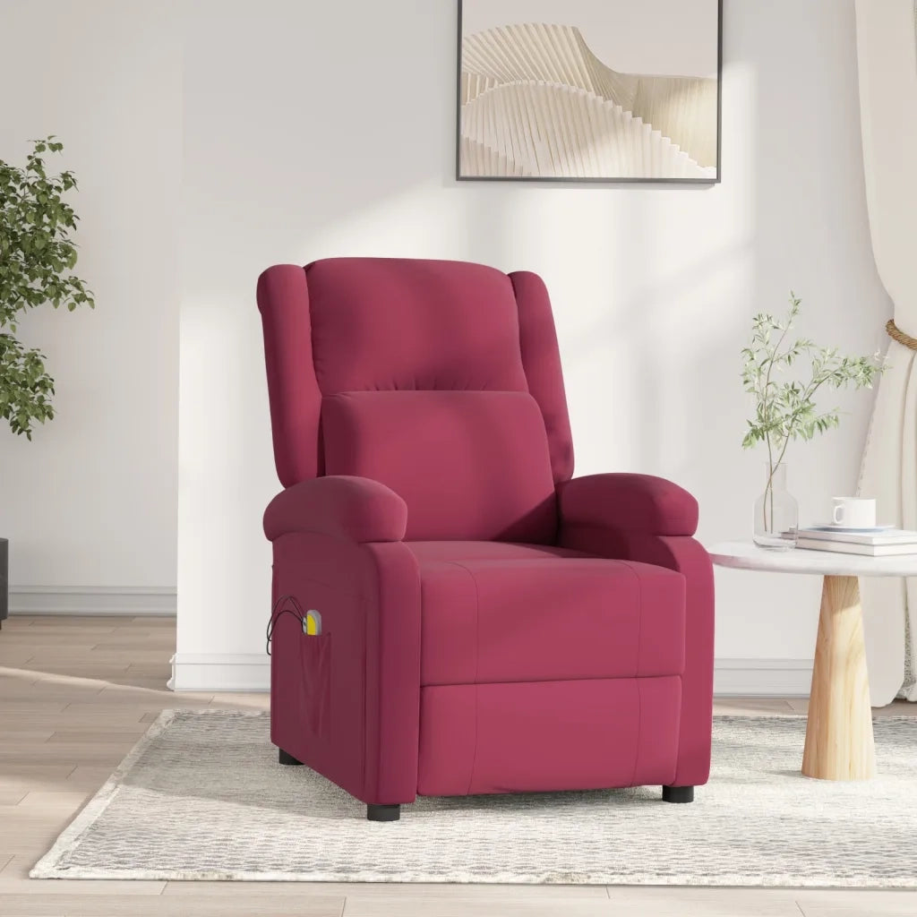 Poltrona Massaggiante Elettrica Rosso Vino in Velluto 3098409