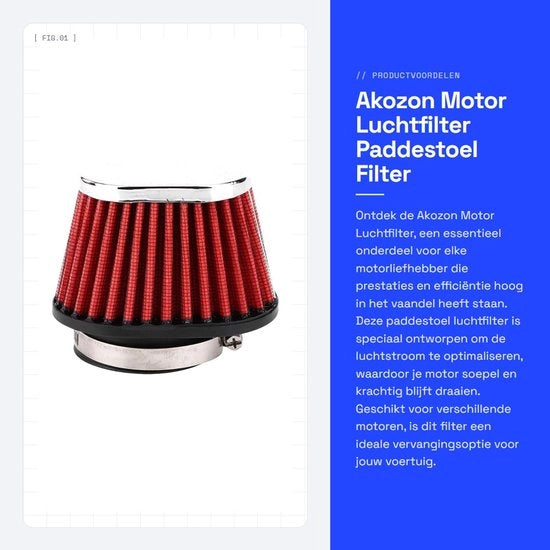Filtro dell'aria per motori - Pad - 55 mm - Plastica/Tessuto - Durata 50.000 km