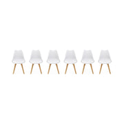 Set 6 sedie scandinave imbottite, gambe in legno per sala da pranzo,