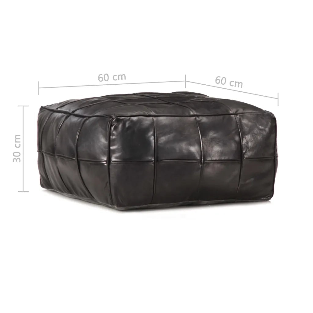 Pouf Nero 60x60x30 cm in Vera Pelle di Capra 248134