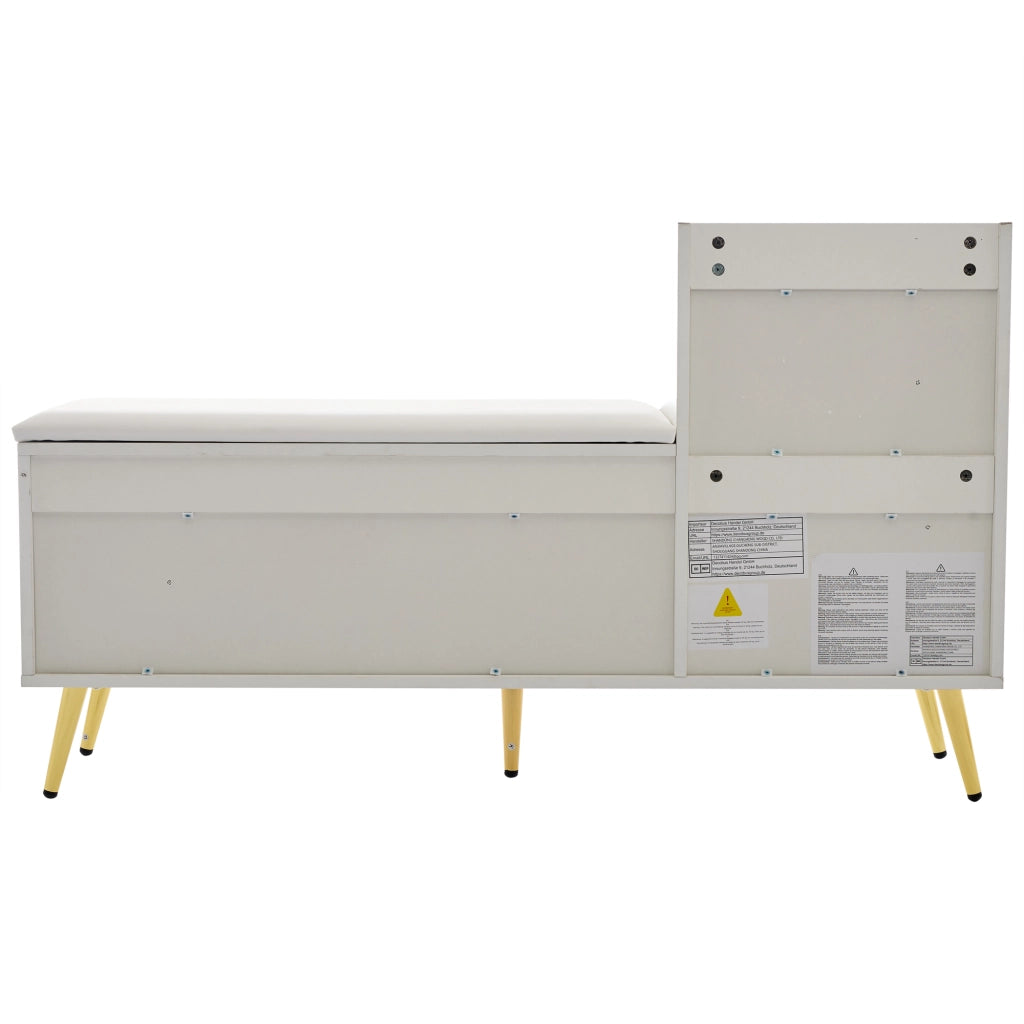 Scarpiera con 1 anta; 3 ripiani regolabili e panca imbottita - per ingresso - 120×35×71.5 cm - bianco