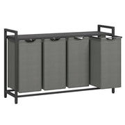 Cesto portabiancheria con 3 scomparti e 1 ripiano rimovibile per sacchetti capacità 38 litri per sacchetto per bagno/lavanderia marrone rustico e nero 12_0006760
