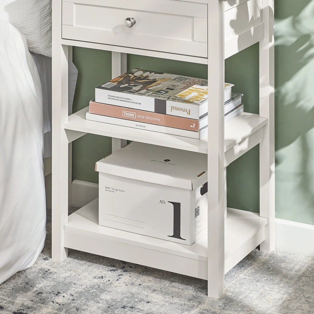 Tavolino da divano, tavolino da salotto o soggiorno, con cassetto,Bianco FBT46-W