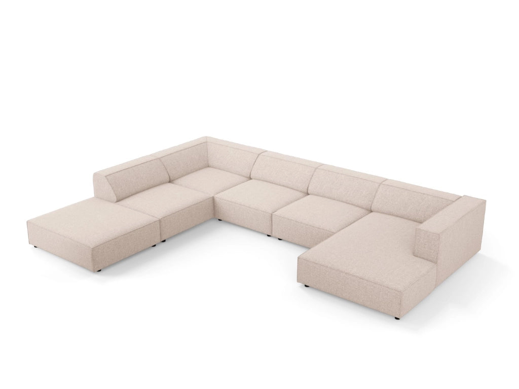 Cosmopolitan Design - Divano panoramico sinistro "Arendal" 7 posti in ciniglia beige 
