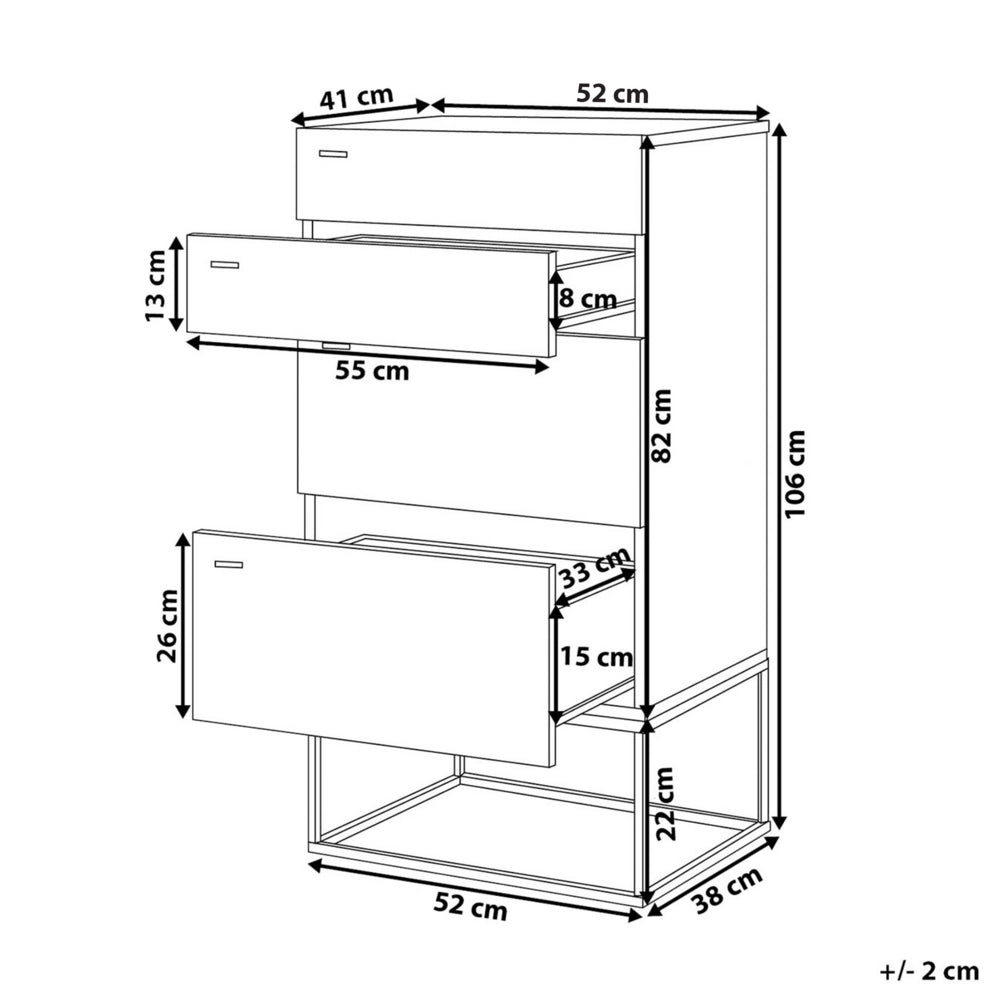 Cassettiera Effetto Cemento Legno Chiaro 4 Ripiani Base in Metallo Nero Industriale
