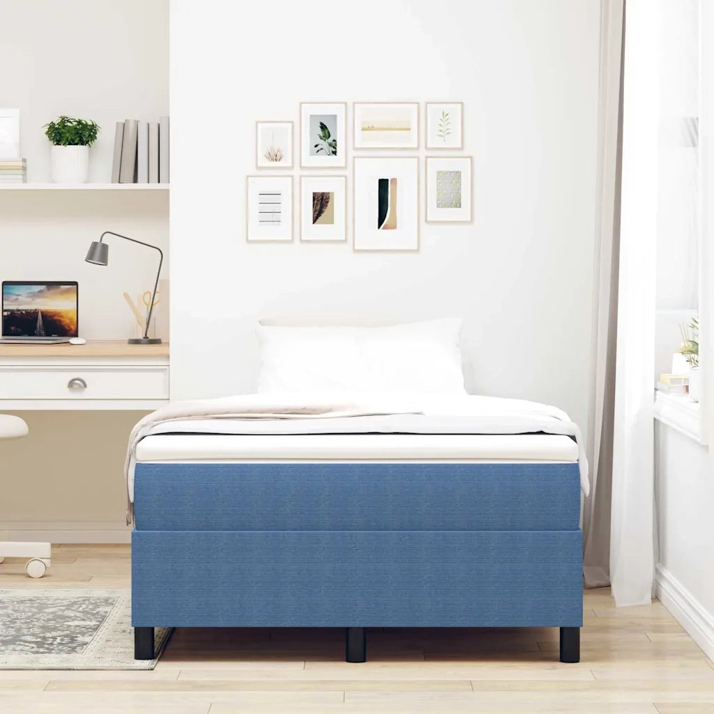 Letto a molle Blu e Bianco 120 x 200 cm Tessuto in Cords 3337460