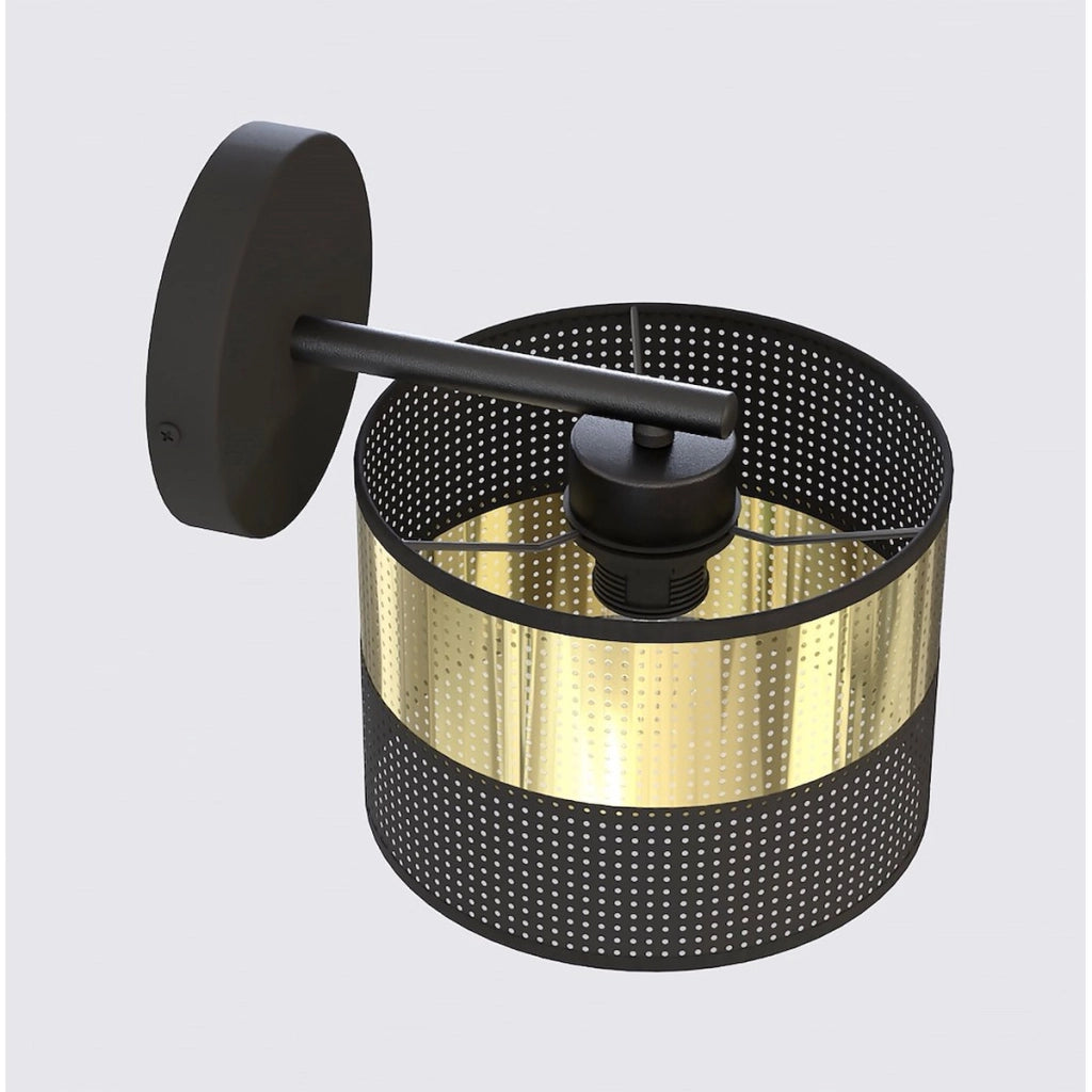 Lampada da parete LUX in acciaio nero e oro