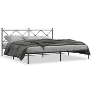 Letto matrimoniale | Letto per adulti | Giroletto con Testiera in Metallo Nero 200x200 cm
