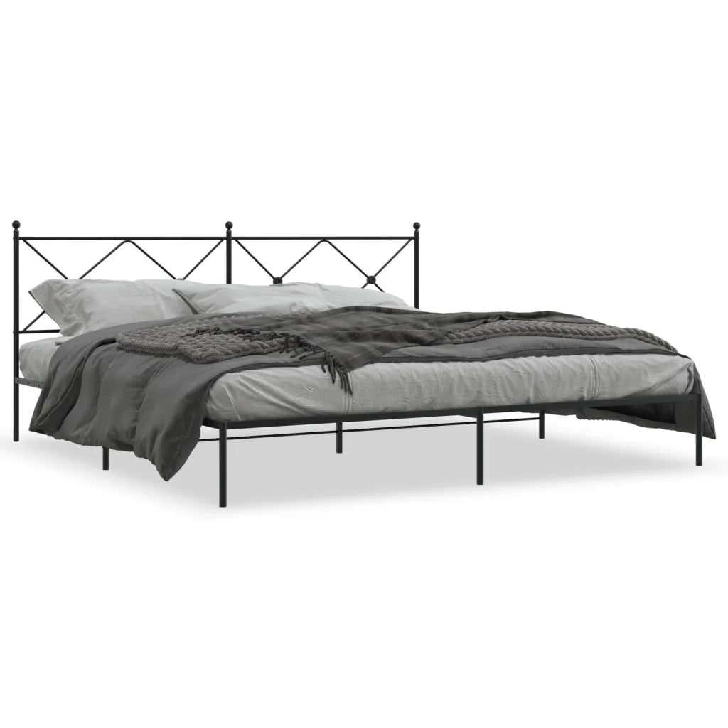 Letto matrimoniale | Letto per adulti | Giroletto con Testiera in Metallo Nero 200x200 cm