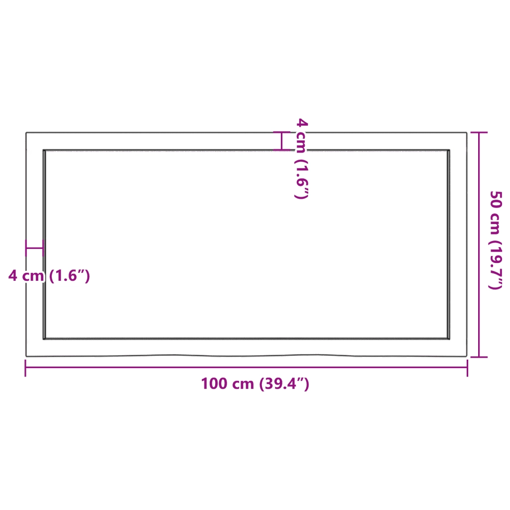 Piano Tavolo Marrone 100x50x(2-4) cm Massello Rovere Trattato