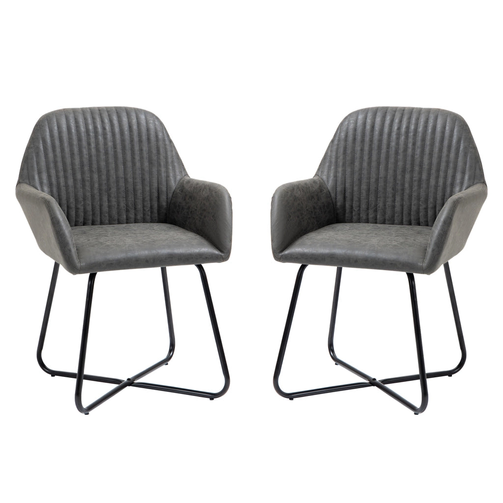 Easycomfort Set 2 Sedie Moderne per Sala da Pranzo, Cucina o Soggiorno, Sedie Imbottite in Similpelle Grigia 60x56.5x85cm