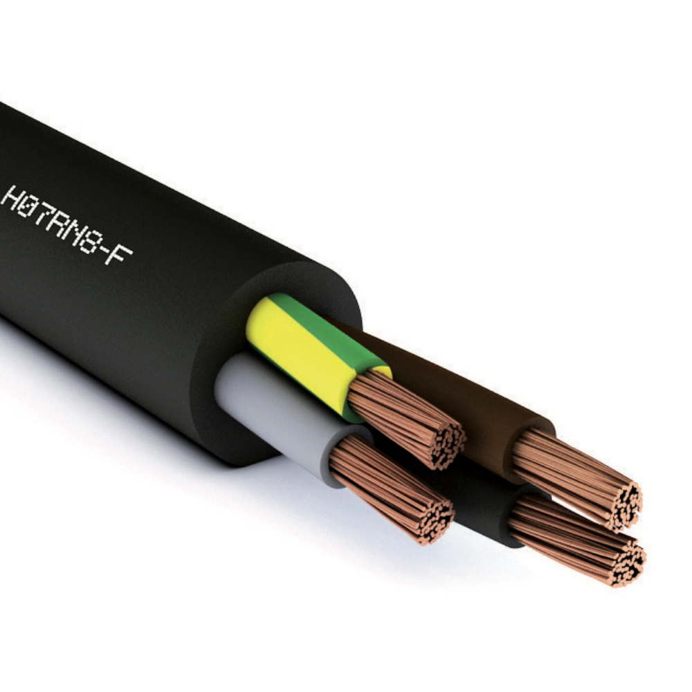 Cavo neoprene nero gommato multipolare flessibile h07rnf 4x2,5mm 25 metri