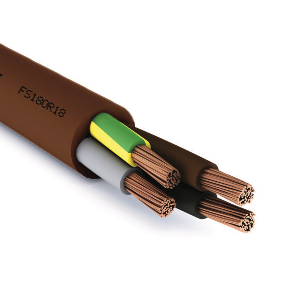 Cavo elettrico gommato marrone multipolare fs18or18 3 fili *** lunghezza metri 10, sezione conduttore 3x2,5mmq, confe...