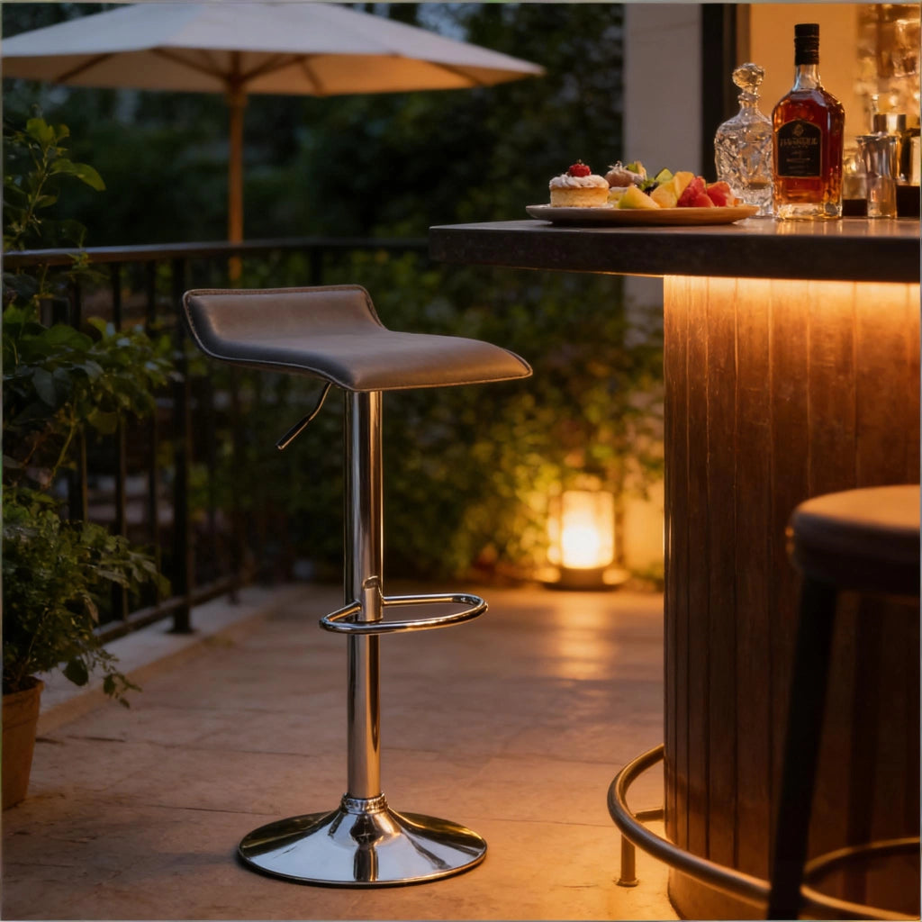SGABELLO BAR Girevole e regolabile 62-84 cm Ecopelle Grigio