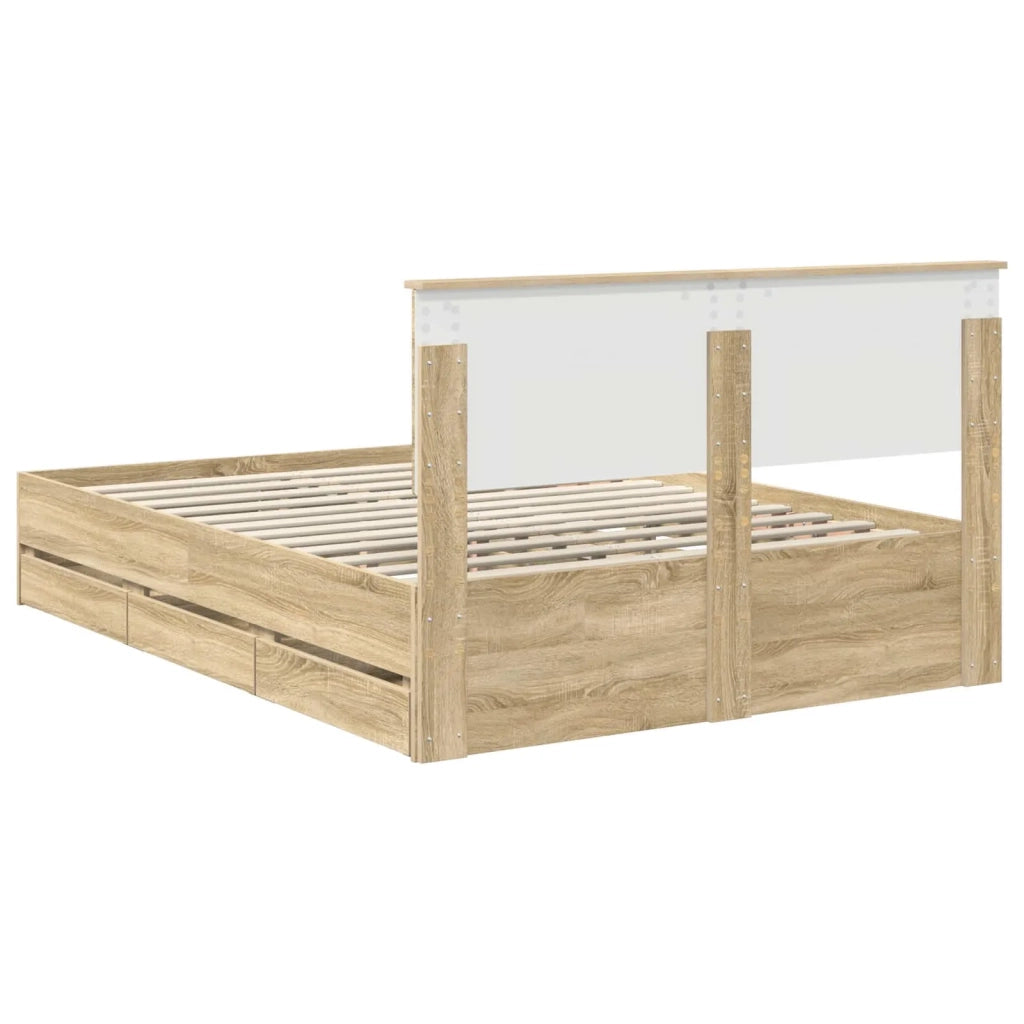 Struttura del letto con cassetto Rovere Sonoma 140 x 200 cm 3410702
