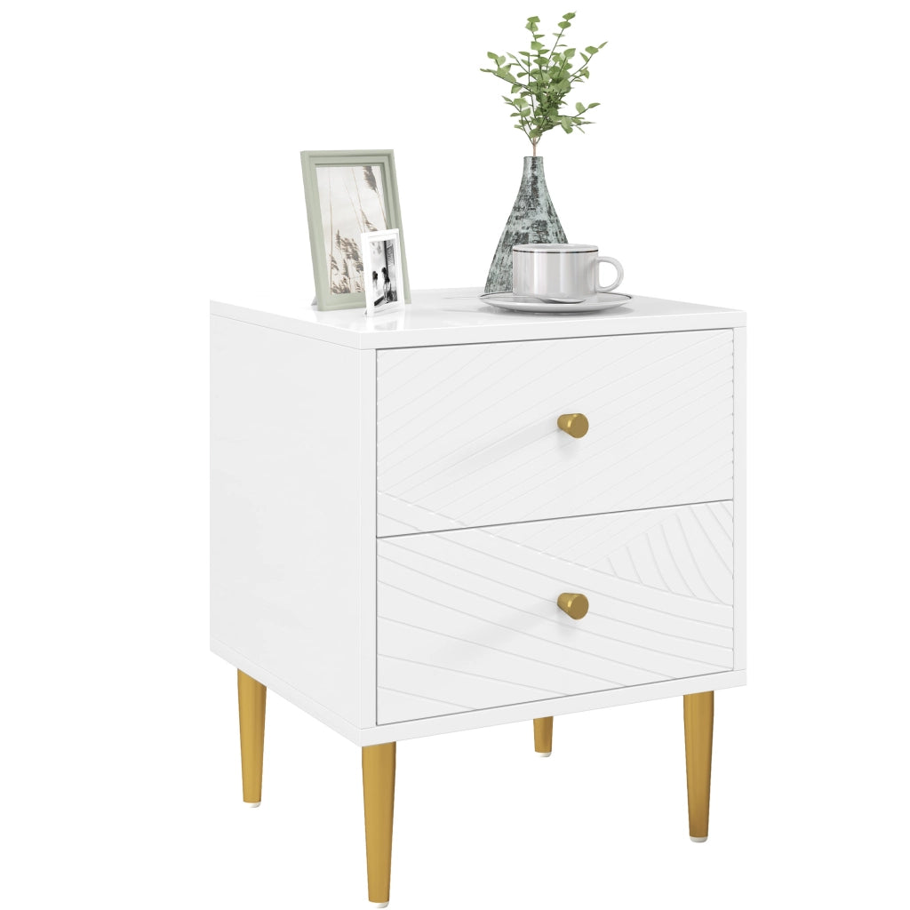 Comodino con 2 cassetti ¨C Xylo ¨C bianco metallo 40x35x50 cm