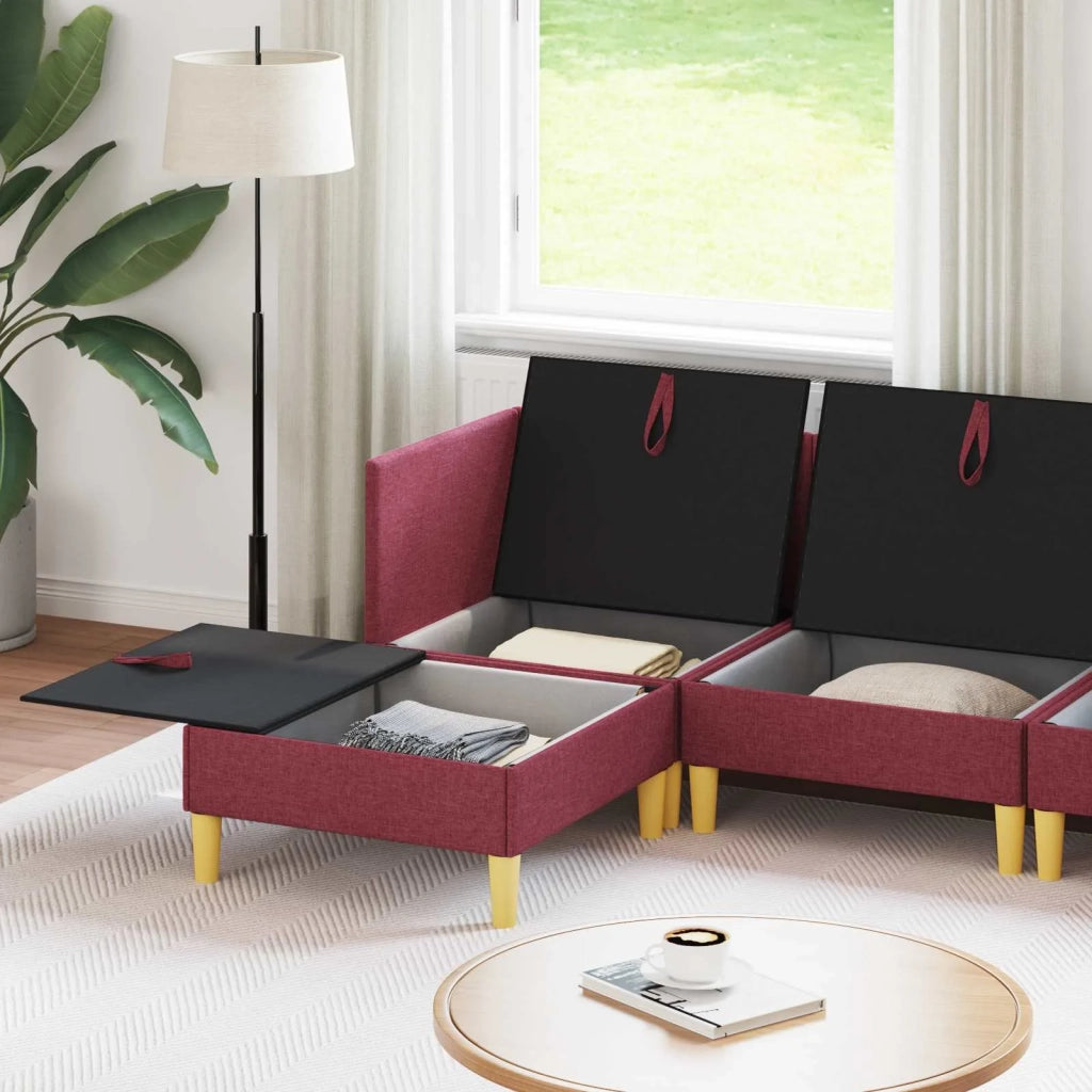 Set di mobili per il soggiorno 5 pcs Rosso Vino Tessuto 3413691