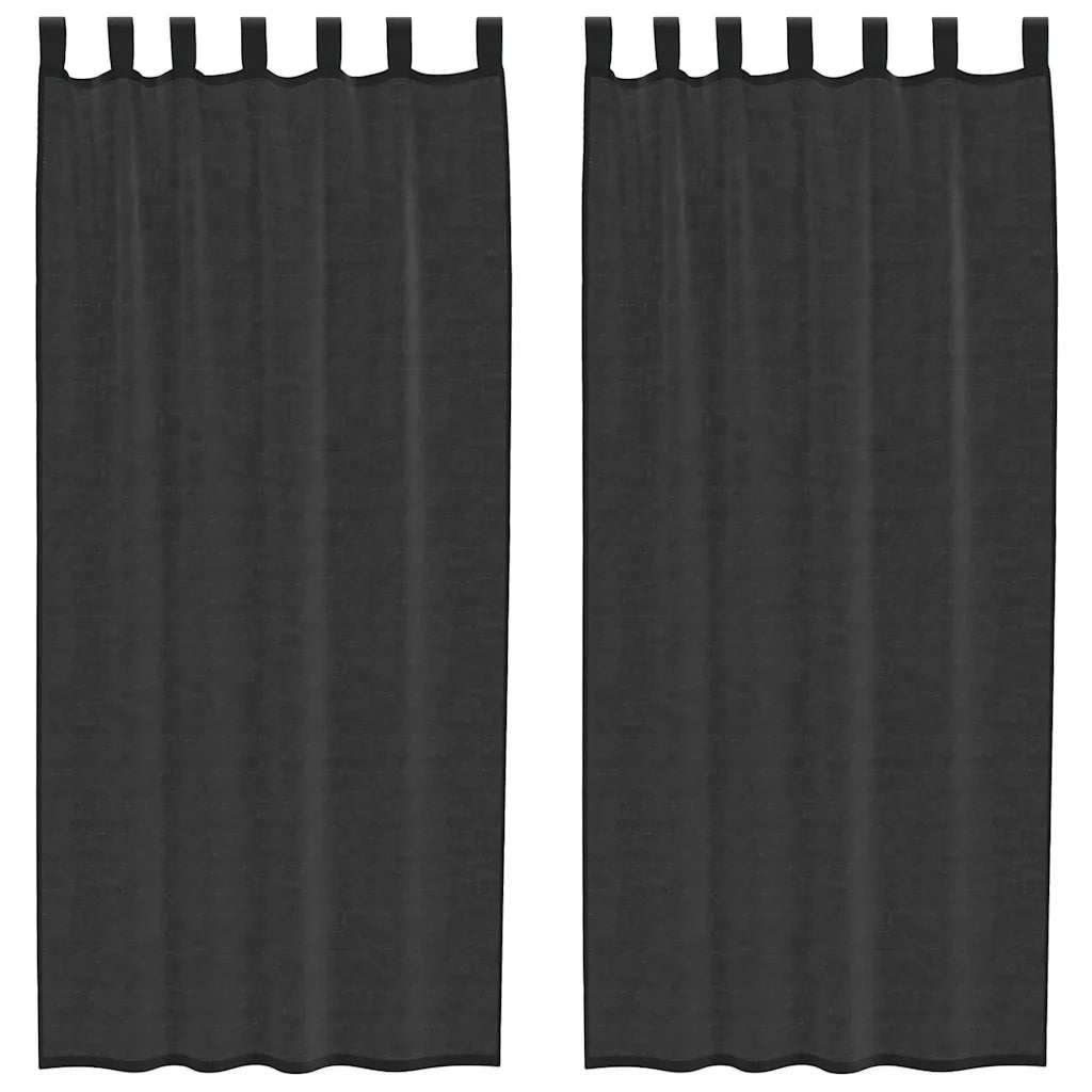 vidaXL Tende in Voile con Linguetta 2 pz Nero