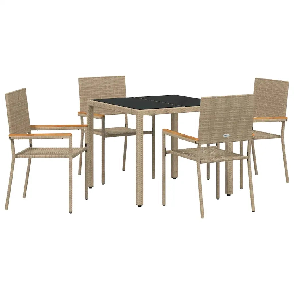 Set da Pranzo per Giardino 5 pz | Set Salotto da Giardino Beige polyrattan