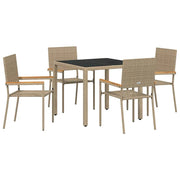 Set da Pranzo per Giardino 5 pz | Set Salotto da Giardino Beige polyrattan