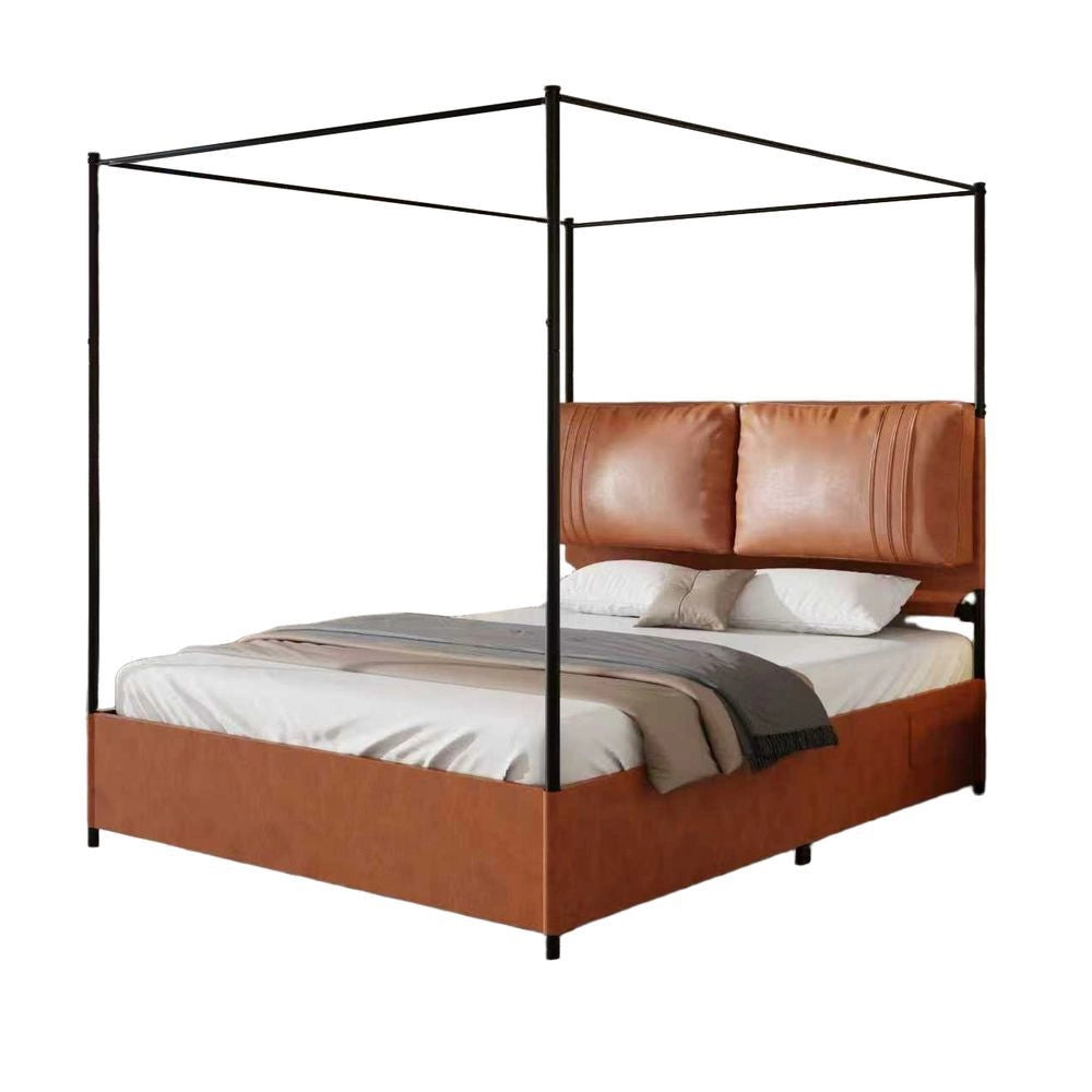 Letto Matrimoniale 140x200cm - Xylo - Modello Lusso con Cuscini Pelle e Base in Metallo