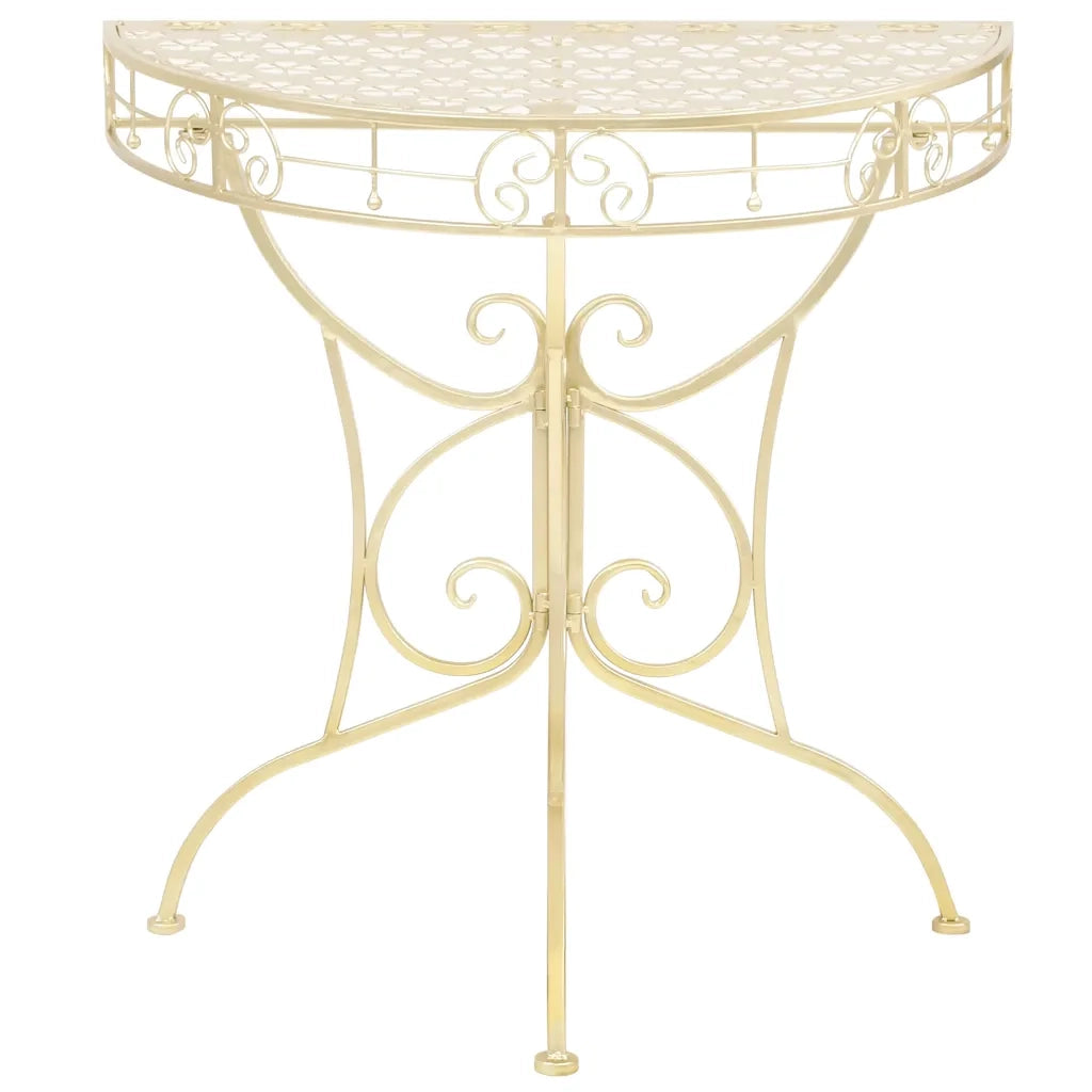 Tavolino Vintage in Metallo Semicircolare 72x36x74 cm Oro 245930