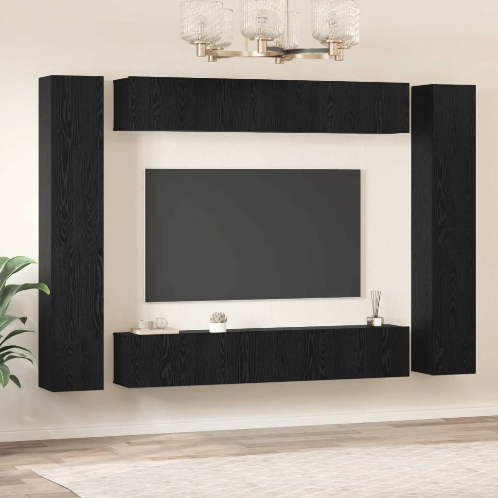 Set mobile TV 10 pcs Rovere Nero Legno multistrato 3393151