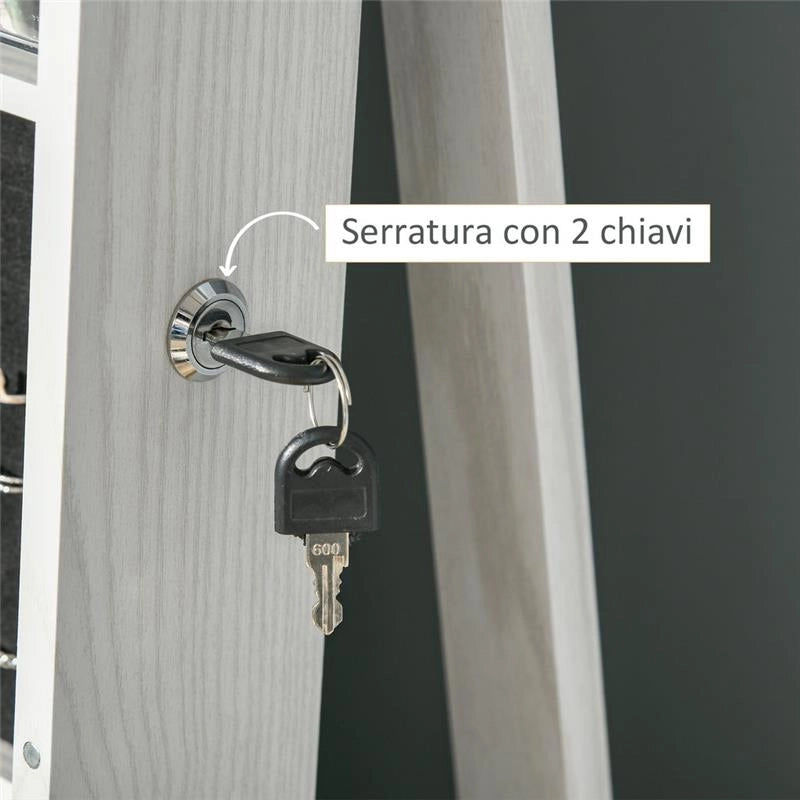 SPECCHIO PORTAGIOIE GIREVOLE CON 2 CHIAVI IN LEGNO 38X38X160 CM
