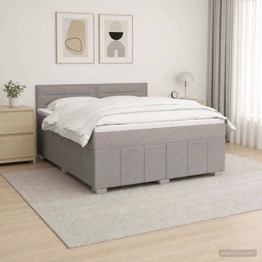Letto box spring con materasso Tortora 140 x 200 cm Tessuto 3452688