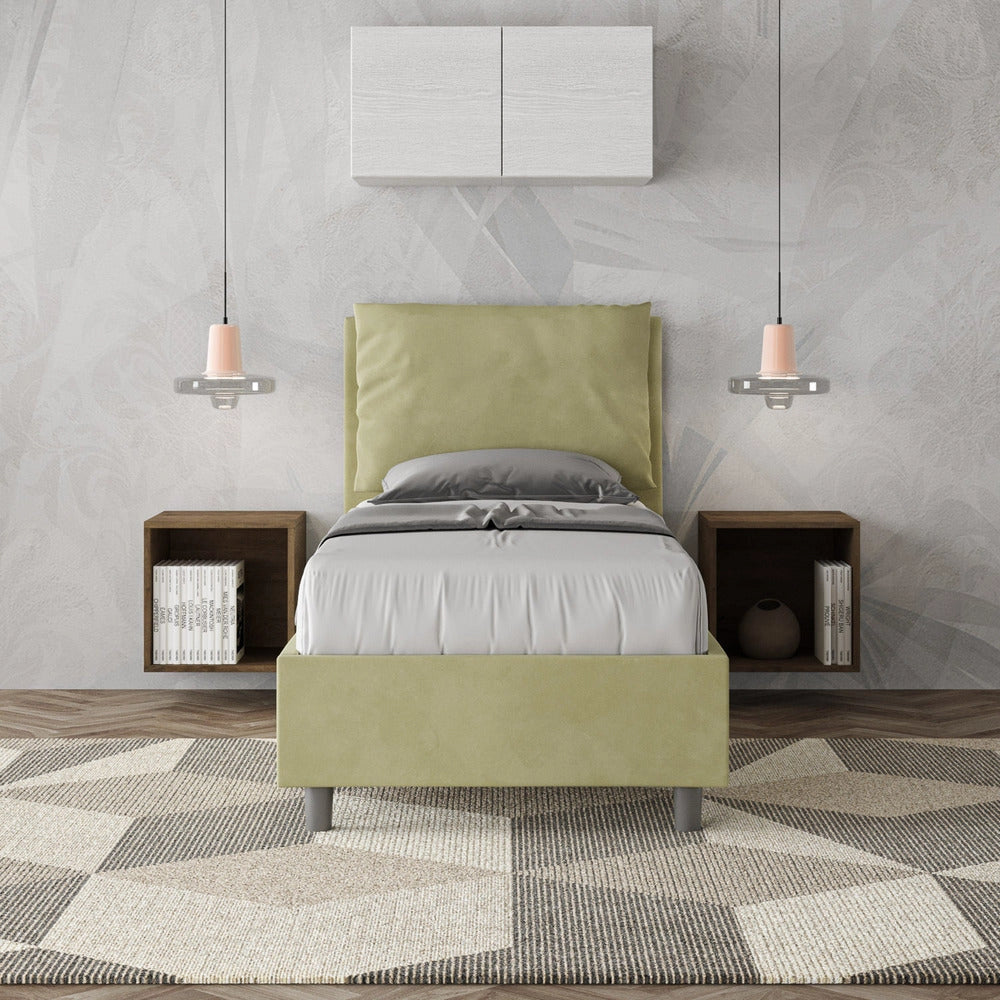 Letto Singolo 80x200 cm con Rete e Contenitore Antea Tè Verde