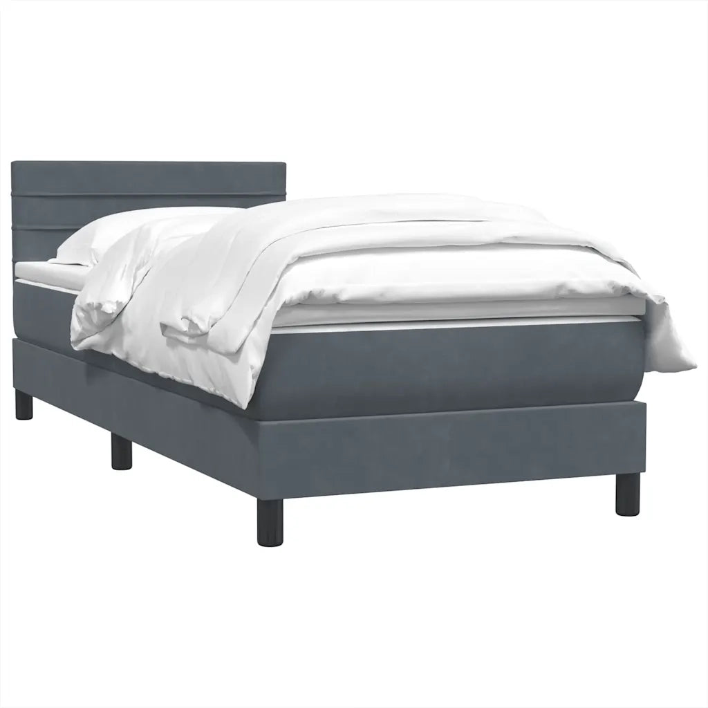 Giroletto a Molle con Materasso Grigio Scuro 80x210 cm Velluto