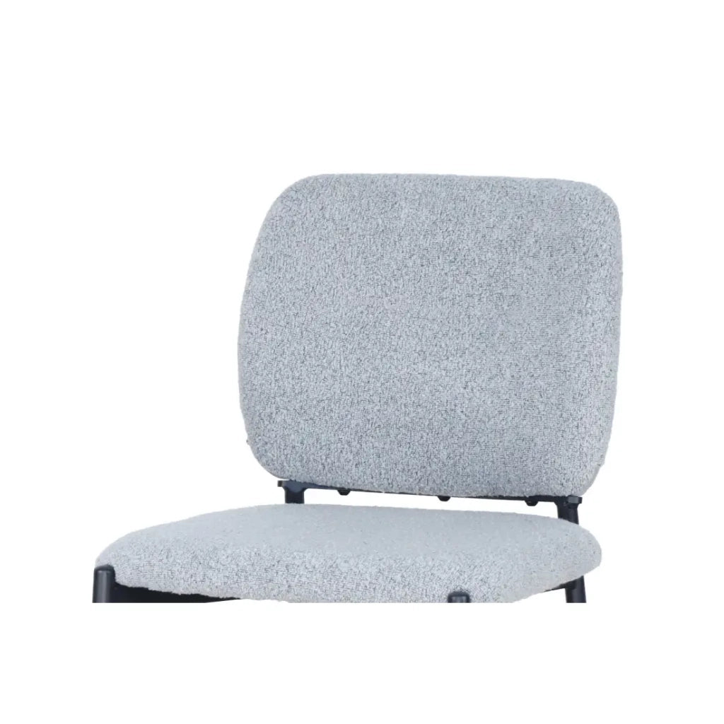 Sedia da banco RITA - Tessuto grigio chiaro - Gambe in metallo nero - Altezza 99 cm - Stile design/industriale