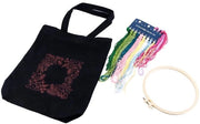 Pacchetto di Cucito per Principianti - Set di Cucito per Borse in Lino - Cucito a Maglia 20 cm - Filo da Cucito - Progetto con Fiori - Incluso Attrezzatura - Pacchetto di Cucito Completo