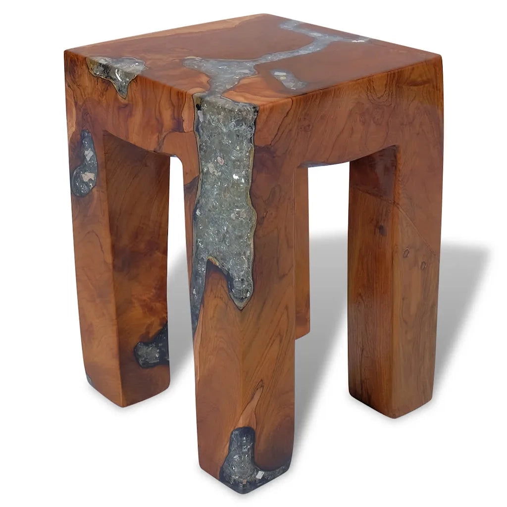 Sgabello in Legno Massello di Teak e Resina CFW6209330