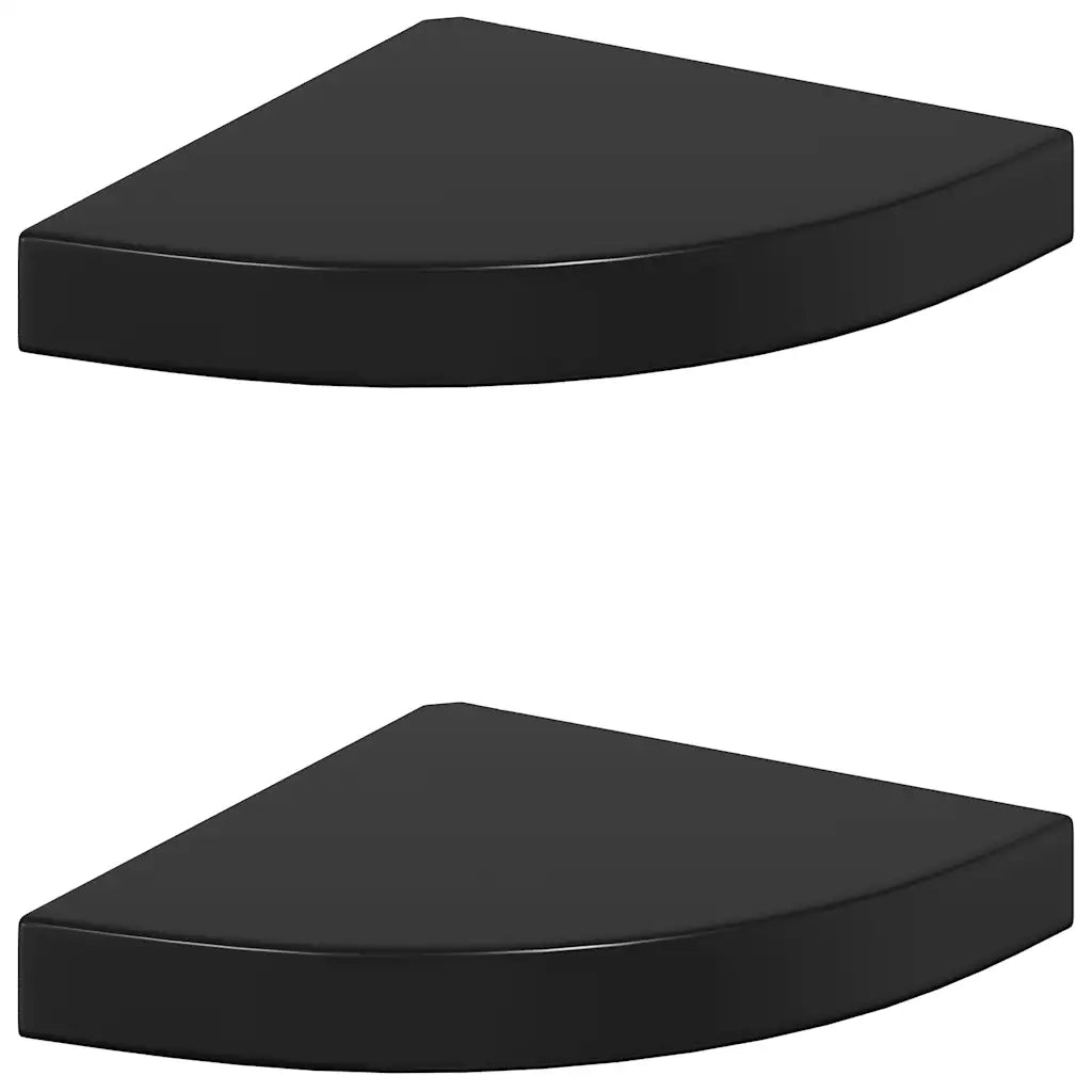 Scaffali Angolari a Parete 2 pz Nero Lucido 25x25x3,8 cm MDF 323890