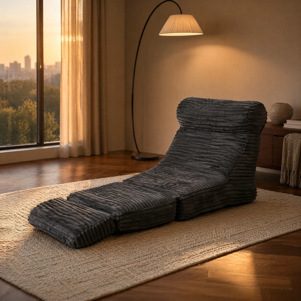 POLTRONA Convertibile 2 in 1 190 cm Flanella Nera