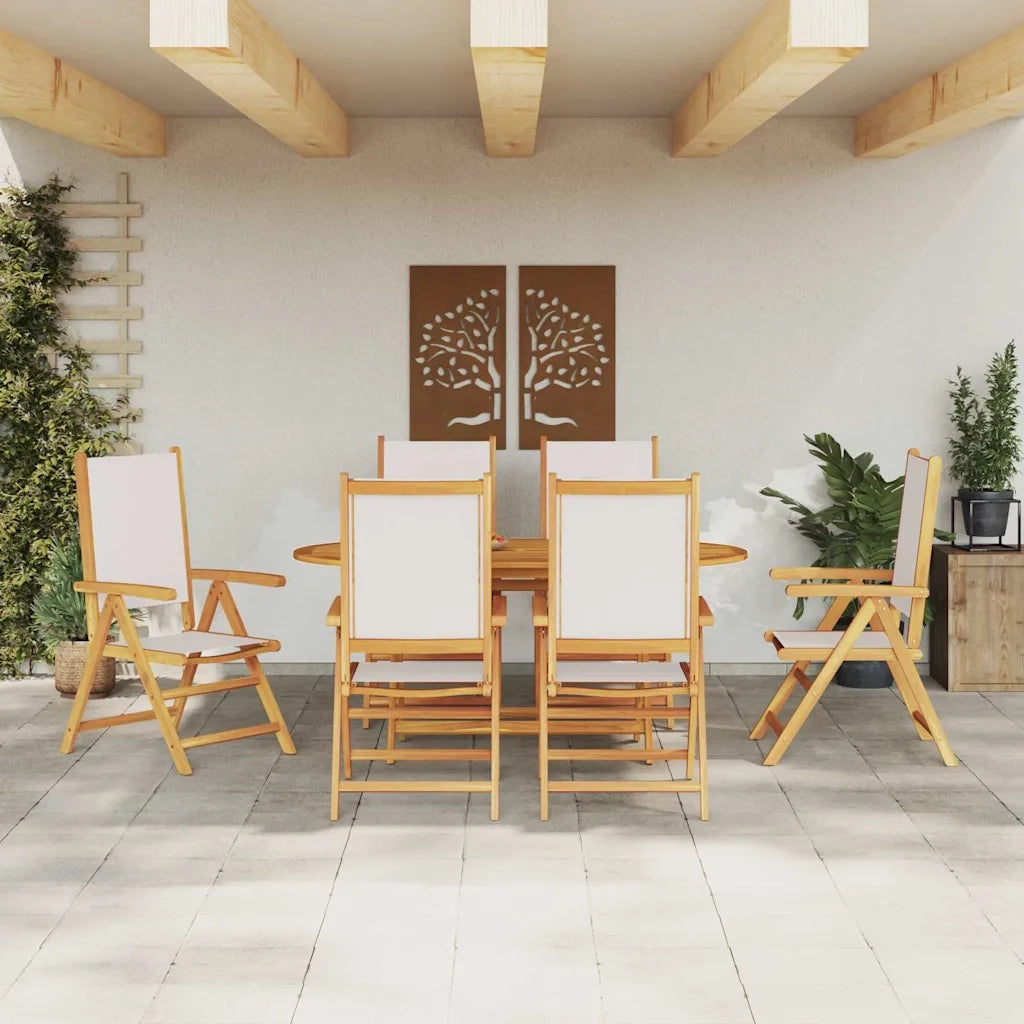 Set da Pranzo per Giardino 7 pcs Bianco Crema