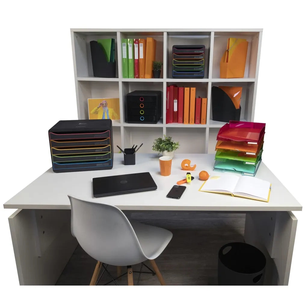 Exacompta Set da Scrivania con 4 Cassetti Big-Box Black Office Nero 444586