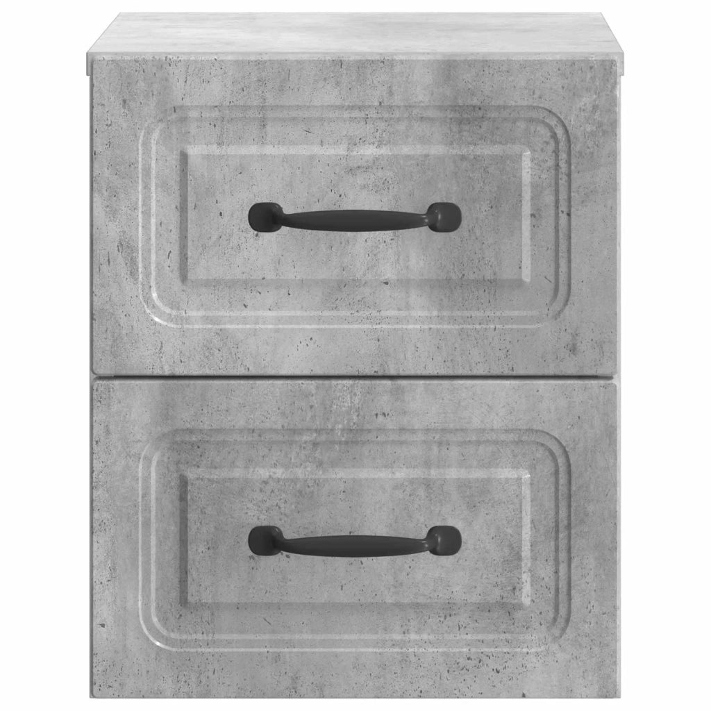 Set di 2 Comodini | Armadio da Notte | Mobiletto da notte a muro con cassetto Grigio Cemento