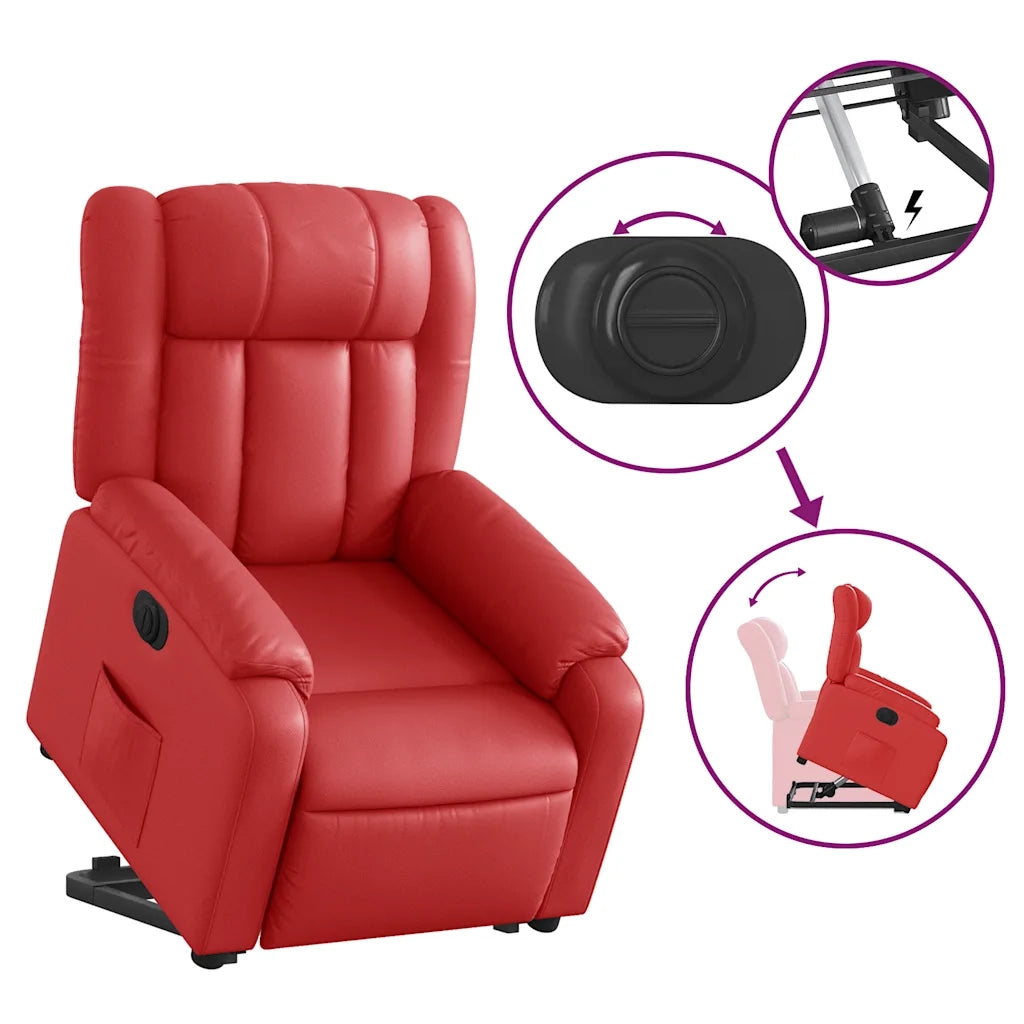 Poltrona Alzapersona Reclinabile Elettrica Rossa in Similpelle 3205283