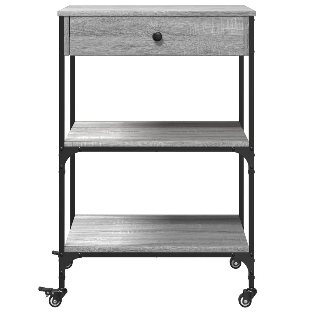 Carrello da Cucina-Scaffale per Cucina Grigio Sonoma 60x48x89,5cm Legno Multistrato